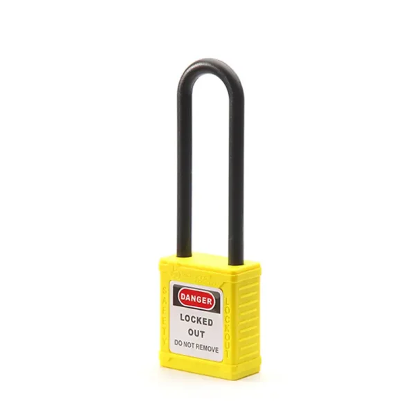 Yellow non-conductive lockout padlocks