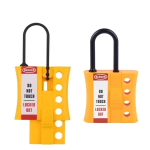 Non-conductive lockout hasp with slider
